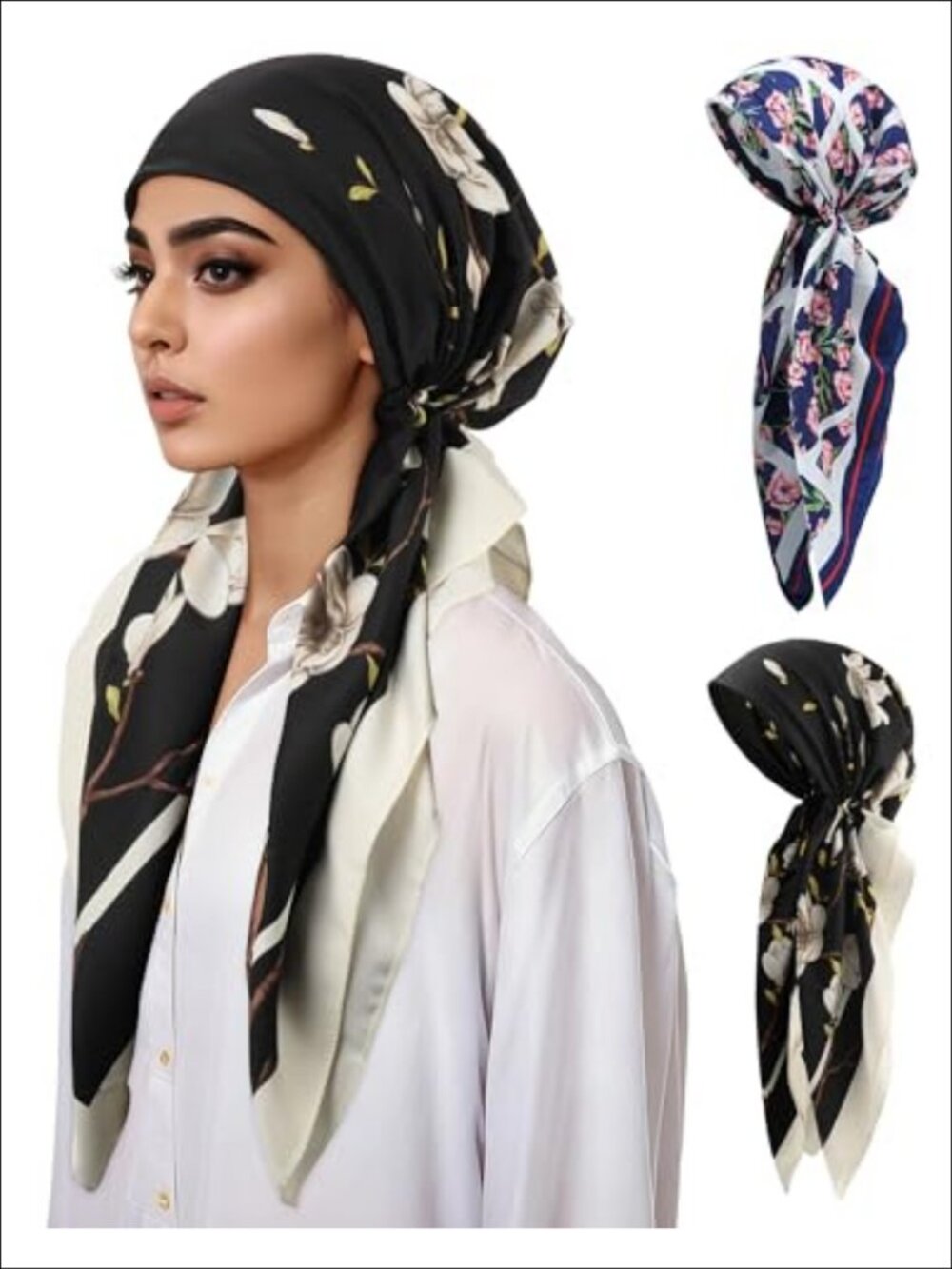 Pre-Tied Head Scarf Chemo Turban 2 Pack Soft Polyester Slip-On